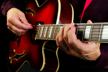 playing electric guitar. play the guitar. copy spaces.の写真素材