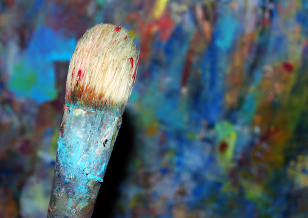 Brush artist and palette. Artist's workshop.の写真素材
