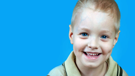 happy laughing child. cheerful little boy. copy spaces