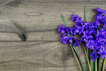 Bouquet of spring flowers on a wooden table.の写真素材