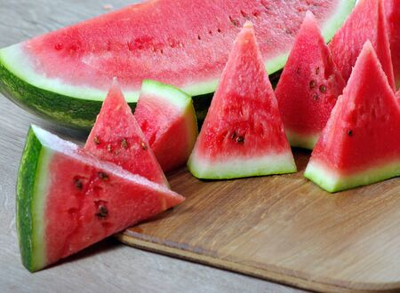 ripe red watermelon sliced close-upの写真素材