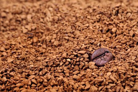 instant coffee texture background. roasted coffee beans. top viewの写真素材