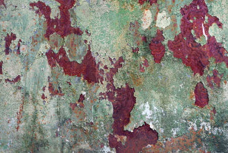 old rusty painted sheet of iron