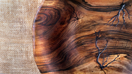 walnut wood texture background close-up. fragment of a walnut dish.