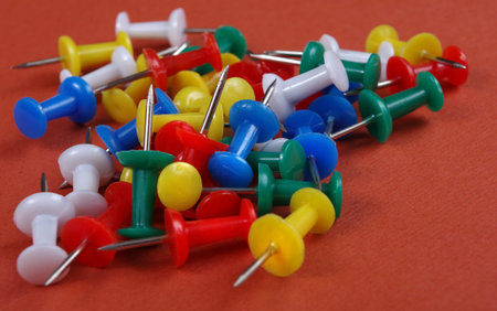 multicolored push pins close up