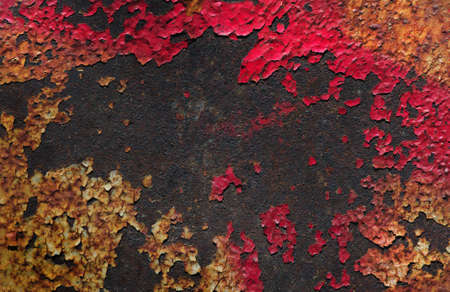old rusty painted metal sheet close-upの写真素材