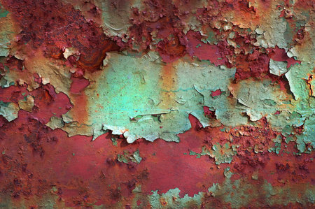 rusty peeled painted metal sheet. rusty metal texture background. close up