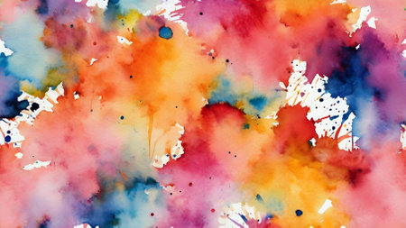 Abstract watercolor background with multicolored spots and stains of paintの素材
