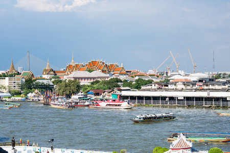 Chao phraya River Thailand -6 september 2014:Tourist boat on the Chao Phraya River front wat arun...