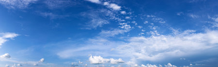 Beutyful blue sky with white cloud. Panorama.