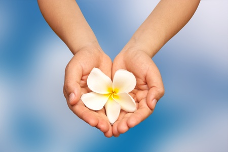 Hand flowerの写真素材