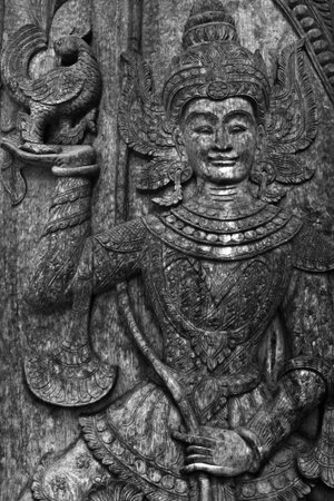 Thai art. Wood carvingの写真素材