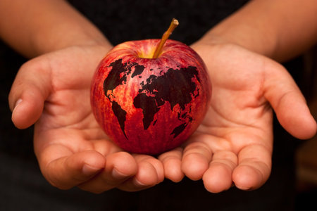 Apple and maps.の写真素材