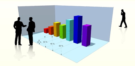 Business people silhouettes and charts.の写真素材