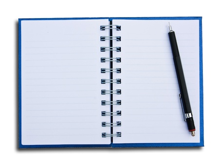 Notebook and pencil on a white background.の写真素材