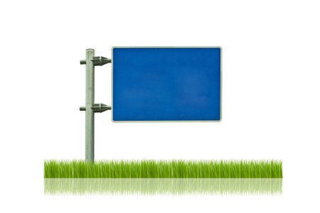 Traffic sign on grassの写真素材