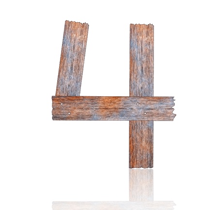 Numbers 4 with wooden floors and white.の写真素材