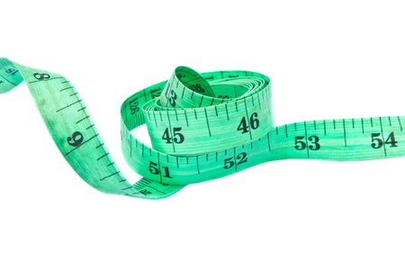 Measuring tape of the tailor isolated on white backgroundの写真素材