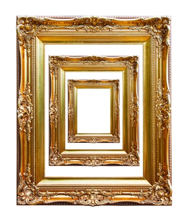 gold picture frame. isolated on whiteの写真素材