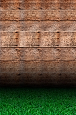 Grass and wood.の写真素材