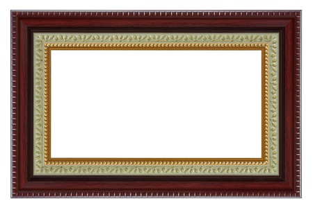 Wooden frame with a decorative pattern isolated on white background.の写真素材