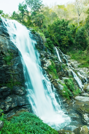 Wachiratharn waterfall in Doi Inthanon National Park, Thailand.の写真素材