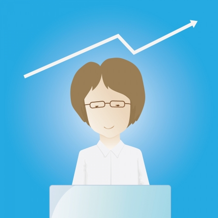 Vector illustration  Businessman cartoon chart のイラスト素材