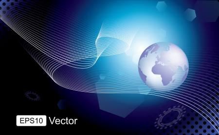 Blue background world map technology vector illustration のイラスト素材