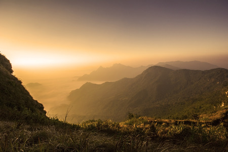 Sunrise in Phu Chi Faの写真素材