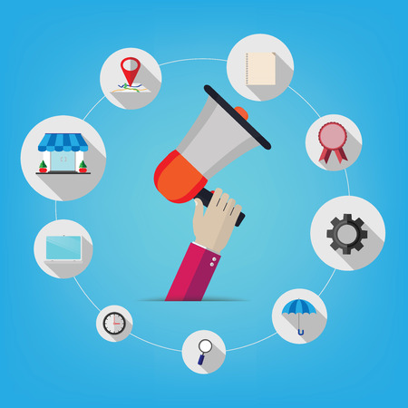 Mobile business concept illustration megaphone.のイラスト素材