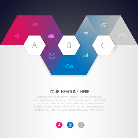 Abstract business info graphics geometric background with polygons. Info graphics composition with geometric shapes.vector templateのイラスト素材