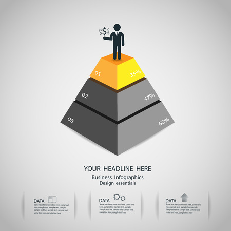 abstract Pyramid type infographic elements. vectorのイラスト素材