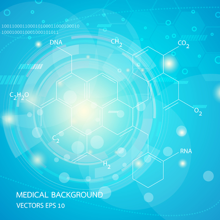 Abstract graphics molecules medical in blue background. Vectorのイラスト素材