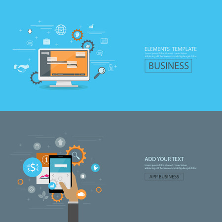 Flat Banners Design Concept for Business Social Network and Social Media.のイラスト素材