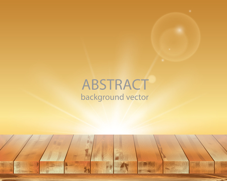 Vector illustration wood floor and Orange background.のイラスト素材