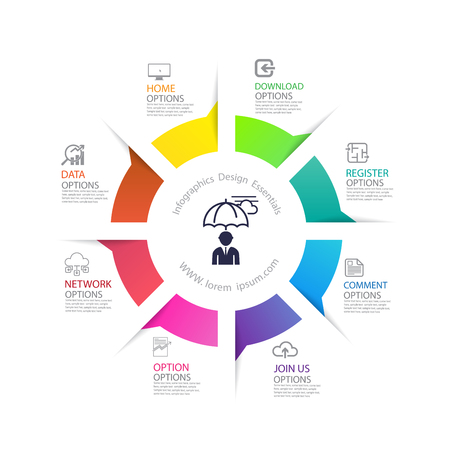 Modern infographics business design with 8 options options banner.Vector illustration.のイラスト素材