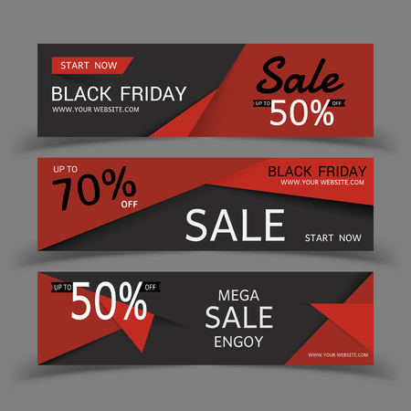 Black Friday sale posters vector. Black friday sale banner, special offer shopping illustrationのイラスト素材