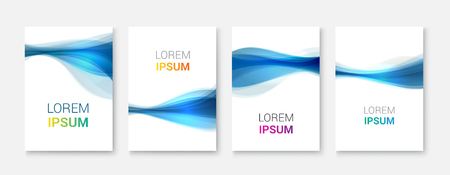 Set Abstract blue wave white vector design.Vector business brochure, flyer templateのイラスト素材