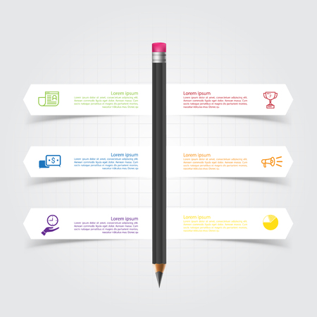 Template with pencil ribbon. Infographics vector illustrationのイラスト素材