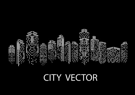 Night city Modern city landscape. Daytime city skyline.のイラスト素材