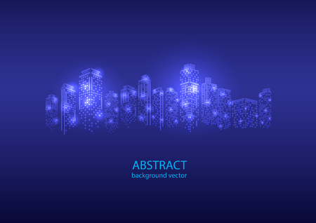 Modern City Lights. city with lighting windows, and in winter time. vector illustration in flat designのイラスト素材