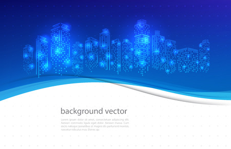 Modern City Lights. city with lighting windows, and in winter time. vector illustration in flat designのイラスト素材