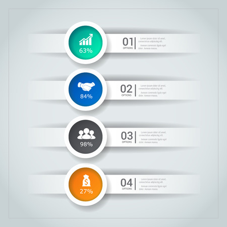 infographics set. presentation and round chart. Business concept with options.のイラスト素材