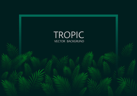 Design with exotic tropical palm leaves and lettering. Vector tropical background.のイラスト素材