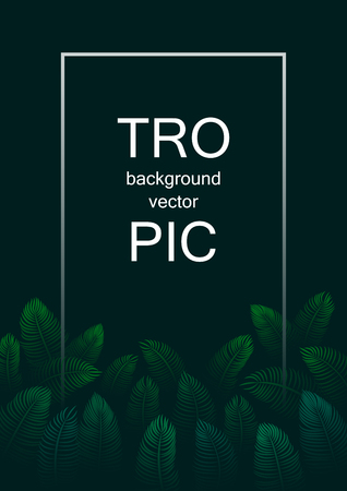 Design with exotic tropical palm leaves and lettering. Vector tropical background.のイラスト素材