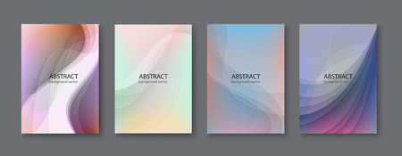 Set of abstract vector backgrounds with line waves.Vector illustration.のイラスト素材