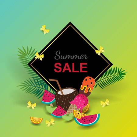Summer sale background layout for banners.Vector illustration template.のイラスト素材