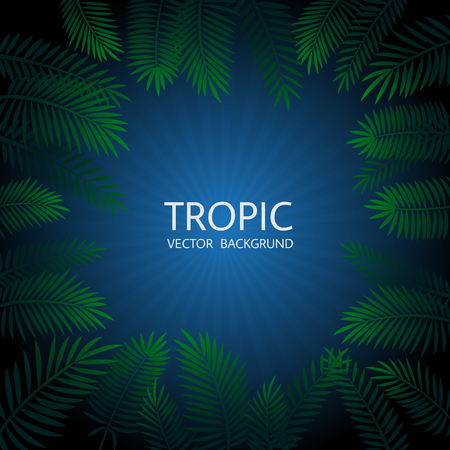 Design with exotic tropical palm leaves and lettering. Vector tropical background.のイラスト素材