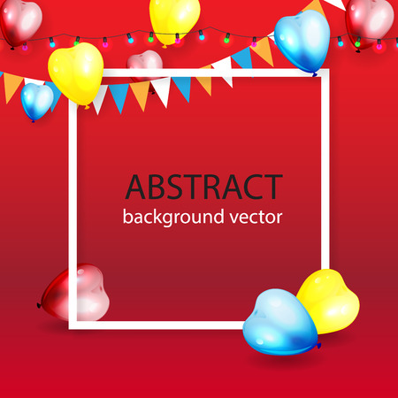 Celebration colorful background with balloons. Modern greeting card with place for your text. Vector illustration.のイラスト素材