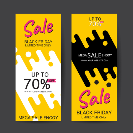 Black Friday sale posters vector. Black friday sale banner, special offer shopping illustrationのイラスト素材
